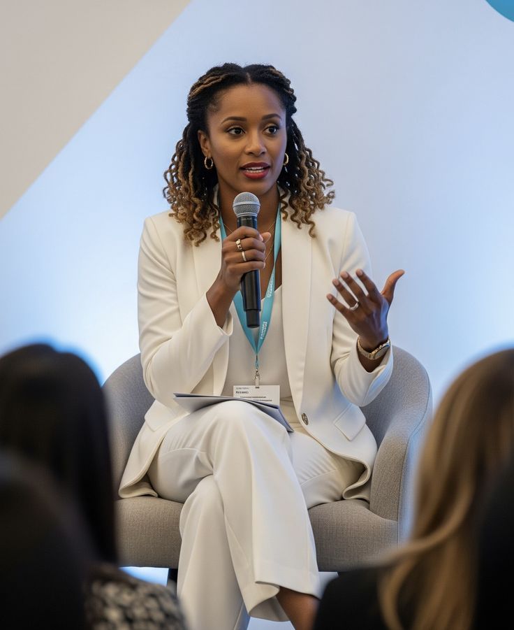 African tech professional leading a session